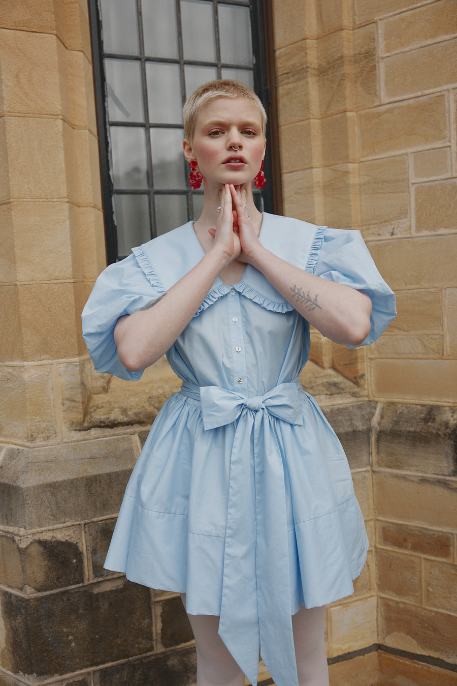 Spring Summer Campaign featuring Hazel Mini Dress in blue cotton by Australian brand House of Campbell.