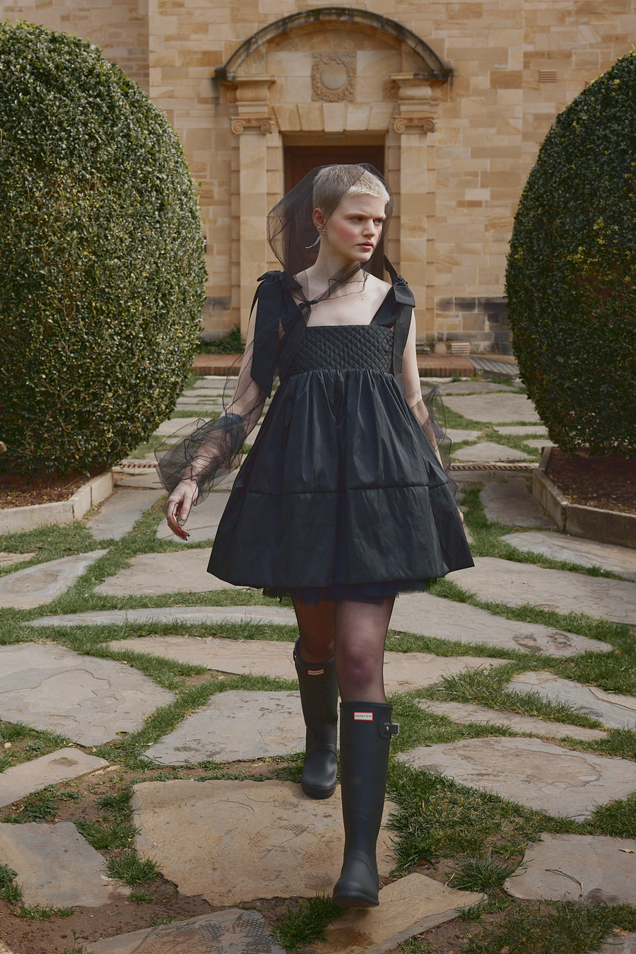 The black taffeta Dolly Mini Dress by Australian designer label House of Campbell.