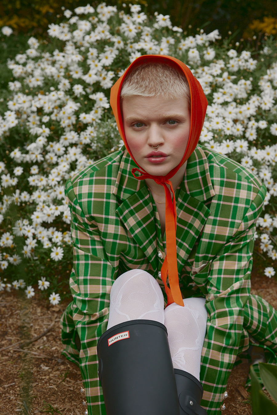 Spring Summer campaign by House of Campbell featuring Verdant Jacket and daisy gardens.