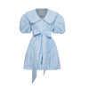 Hazel Mini Shirt Dress in Blue Cotton by House of Campbell.