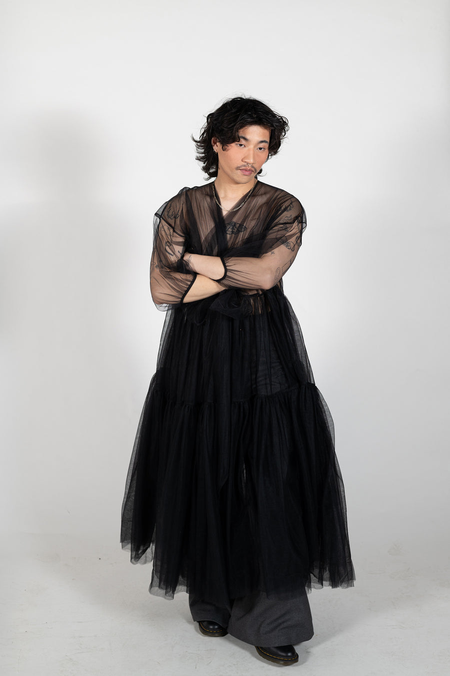 Reverie Tulle dress worn over Acme Trousers by Australian brand House of Campbell.